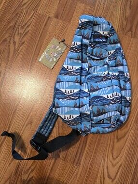 Kavu Blue Mountain-Print Rope Sling Bag